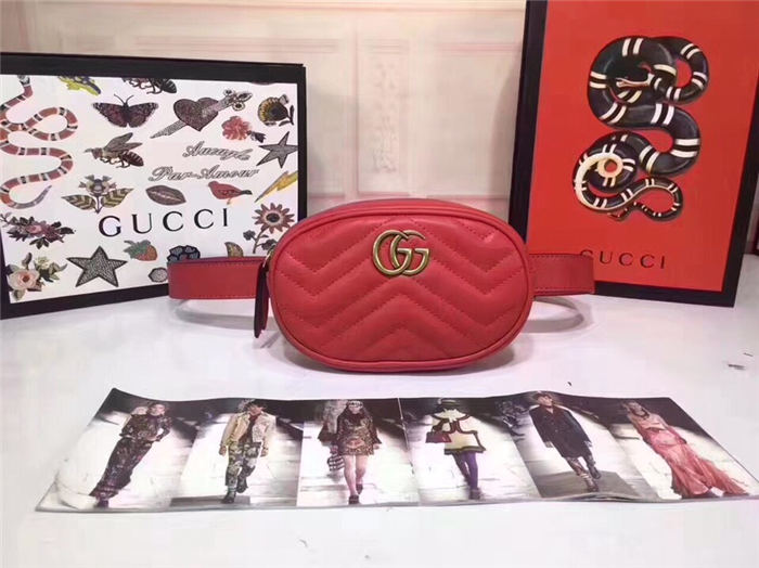 GG Marmont Belt Bag 476434 Red Mid