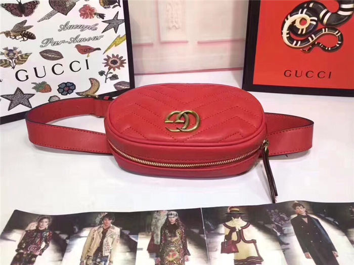 GG Marmont Belt Bag 476434 Red Mid