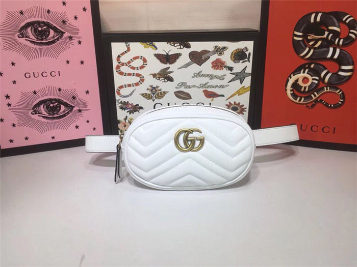 GG Marmont Belt Bag 476434 Dusty White Mid