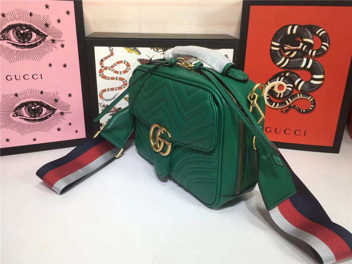 GG Marmont Small Shoulder Bag With Sylvie Strap 498100 Green Mid