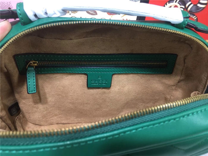 GG Marmont Small Shoulder Bag With Sylvie Strap 498100 Green Mid