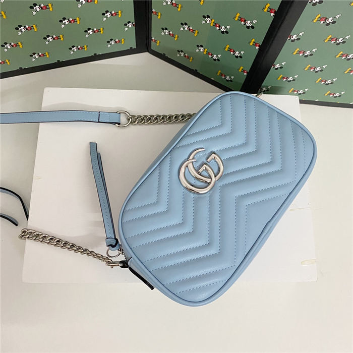 GG Marmont Small Shoulder Bag 447632 Blue Mid