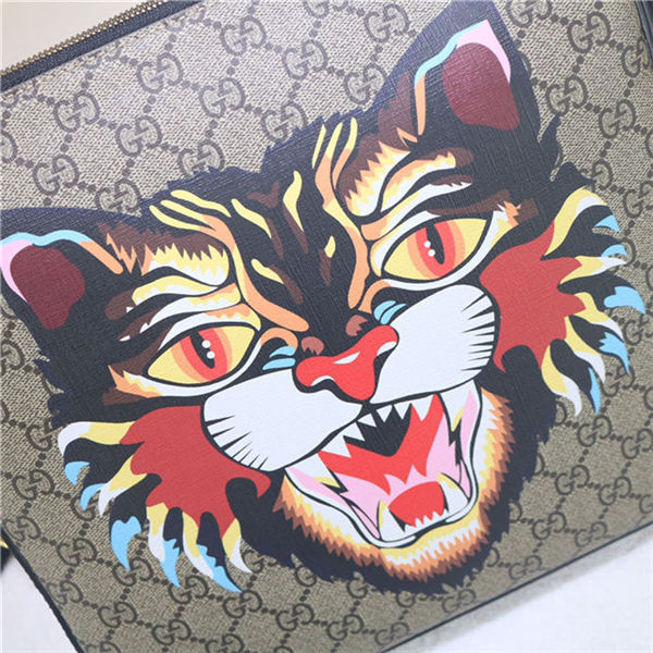 Angry Cat print GG Supreme flat messenger 473886 High