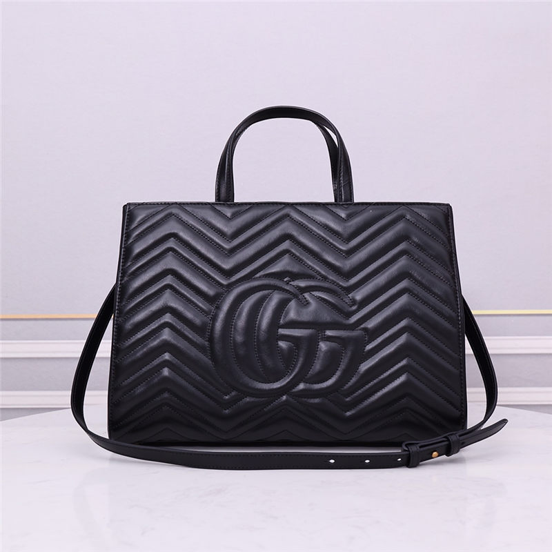 Gucci GG Marmont medium matelassé top handle bag  Black Leather High