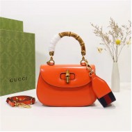 Gucci Bamboo 1947 small top handle bag Orange-Red Leather 675797 High