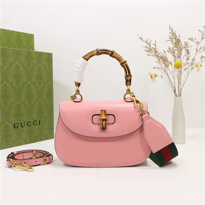 Gucci Bamboo 1947 small top handle bag Pink Leather 675797 High