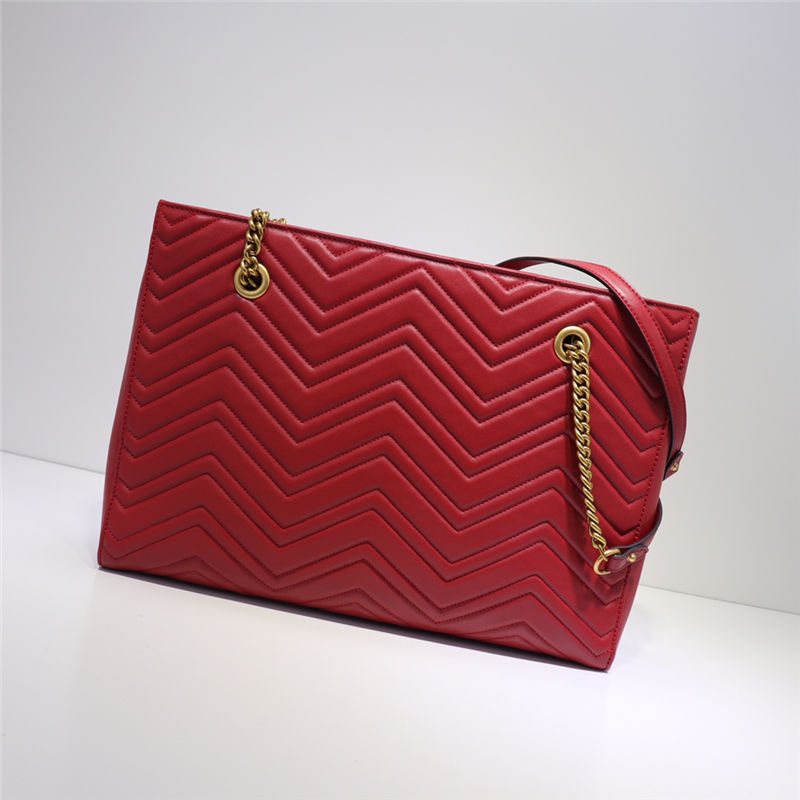 Gucci Marmont Zip Tote 524578 Leather Red High