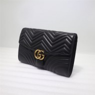 GG Marmont Clutch Leather Black 498079 High