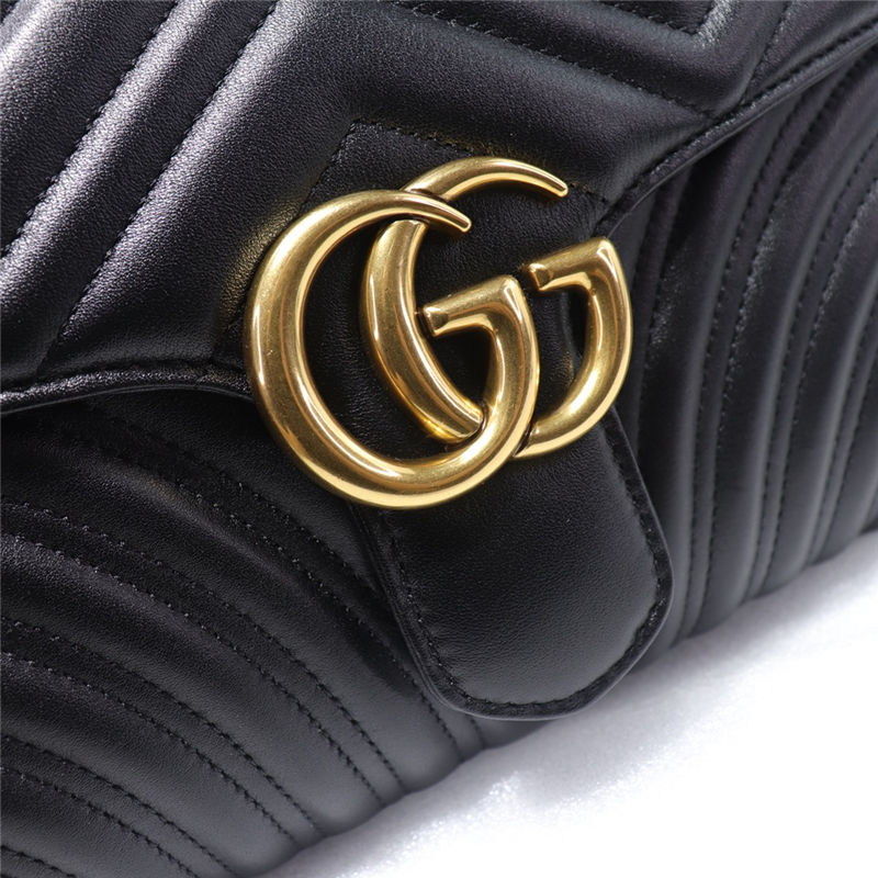 GG Marmont Clutch Leather Black 498079 High