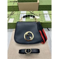 Gucci BLONDIE MEDIUM TOP HANDLE BAG 721172 Leather Black High