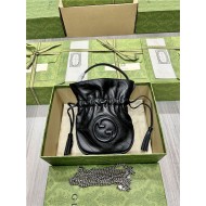 Gucci BLONDIE MINI BUCKET BAG 760313 Leather Black High