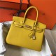 Hermes Birkin 25/30/35cm Bag Calfskin Silver/Gold Metal In Yellow High