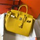 Hermes Birkin 25/30/35cm Bag Calfskin Silver/Gold Metal In Yellow High