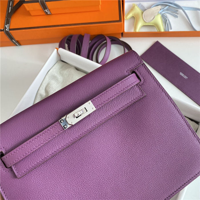 Hermes Kelly Danse 22cm Evercolor WAX Anemone Silver Metal High