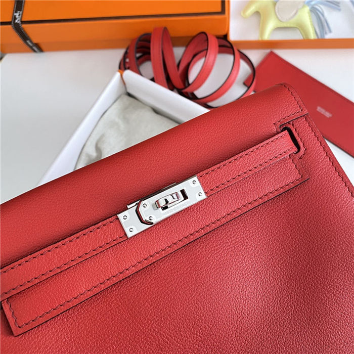 Hermes Kelly Danse 22cm Evercolor WAX Red Silver Metal High