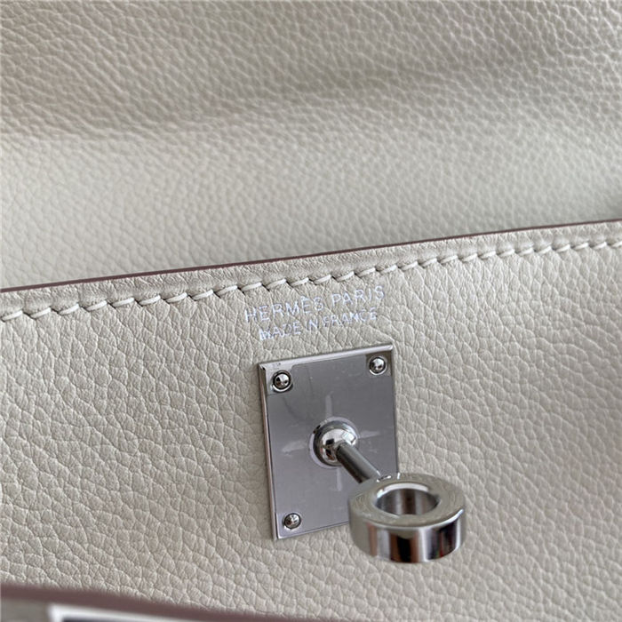 Hermes Kelly Danse 22cm Evercolor WAX Craie Silver Metal High