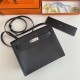 Hermes Kelly Danse 22cm Evercolor WAX Black Silver Metal High