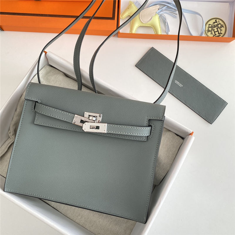 Hermes Kelly Danse 22cm Evercolor WAX Vert Amande Silver Metal High