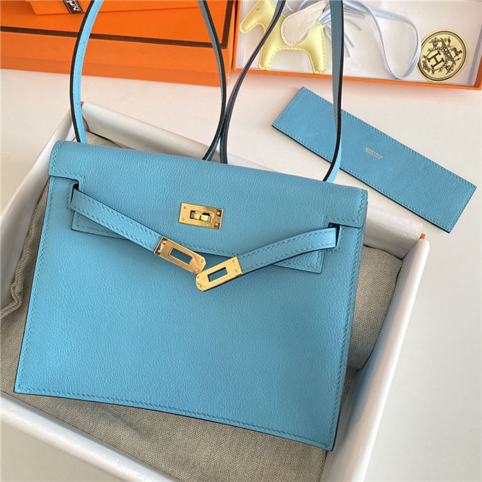 Hermes Kelly Danse 22cm Evercolor WAX Blue du Nord Gold Metal High