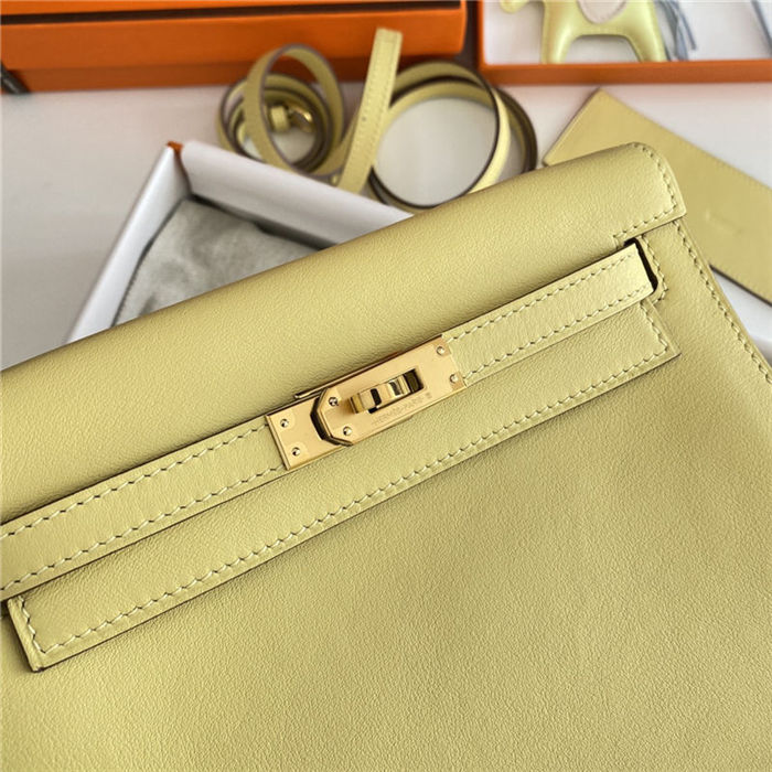 Hermes Kelly Danse 22cm Swift Leather WAX Jaune Poussin Gold Metal High