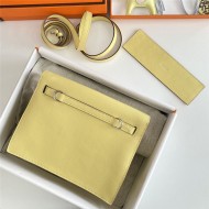 Hermes Kelly Danse 22cm Swift Leather WAX Jaune Poussin Silver Metal High