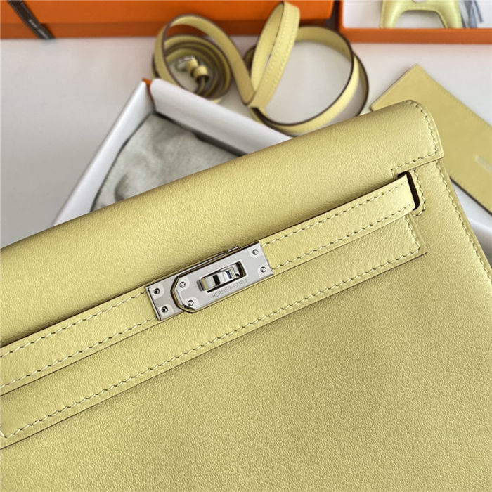 Hermes Kelly Danse 22cm Swift Leather WAX Jaune Poussin Silver Metal High