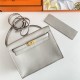 Hermes Kelly Danse 22cm Evercolor WAX Pearl Gray Gold Metal High