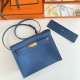 Hermes Kelly Danse 22cm Evercolor WAX Deep Bleu Gold Metal High