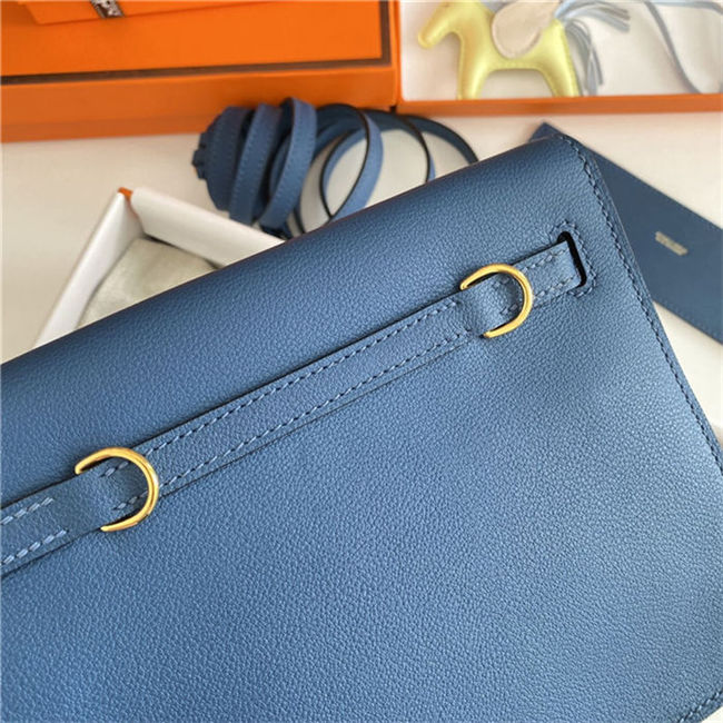 Hermes Kelly Danse 22cm Evercolor WAX Deep Bleu Gold Metal High