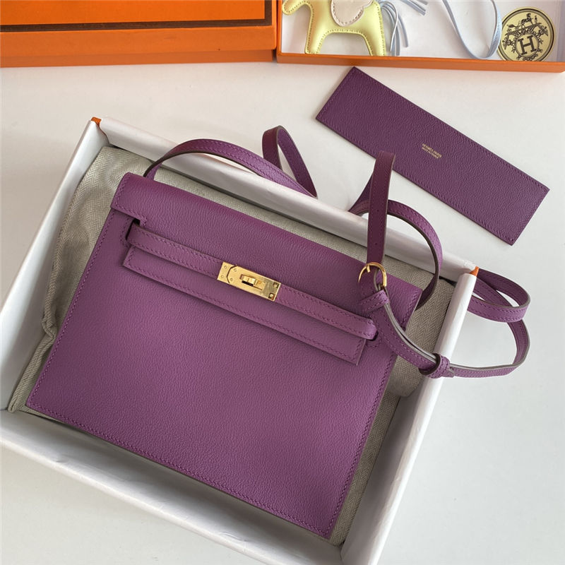 Hermes Kelly Danse 22cm Evercolor WAX Anemone Gold Metal High