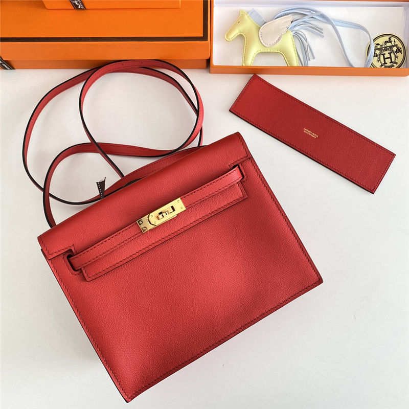 Hermes Kelly Danse 22cm Evercolor WAX Red Gold Metal High