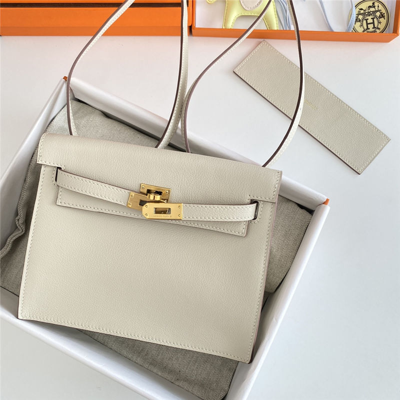 Hermes Kelly Danse 22cm Evercolor WAX Craie Gold Metal High