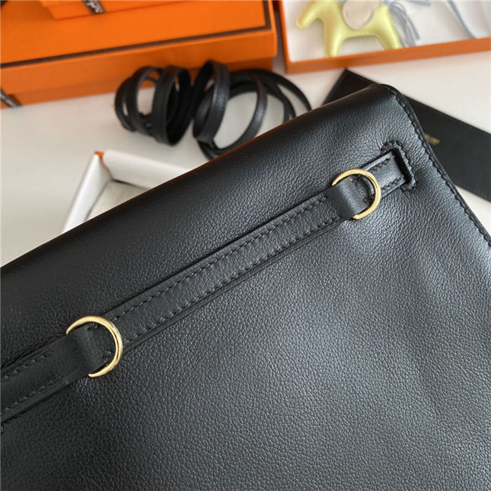 Hermes Kelly Danse 22cm Evercolor WAX Black Gold Metal High