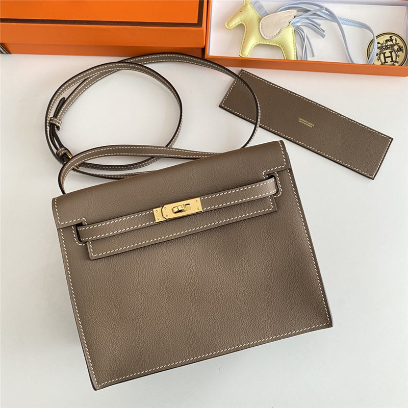 Hermes Kelly Danse 22cm Evercolor WAX Etoupe Gold Metal High