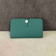 Hermes Dogon Combine Wallet Calfskin In Dark Green High