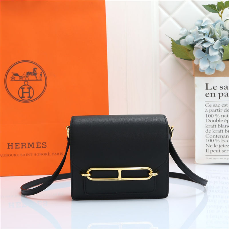 Hermes Roulis 19 bag Evercolor WAX Gold Metal Black High