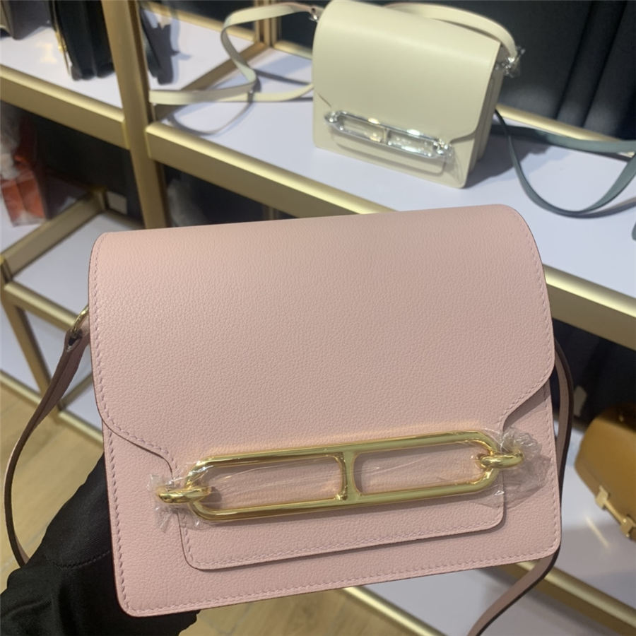 Hermes Roulis 19 bag Evercolor WAX Gold Metal Pink High