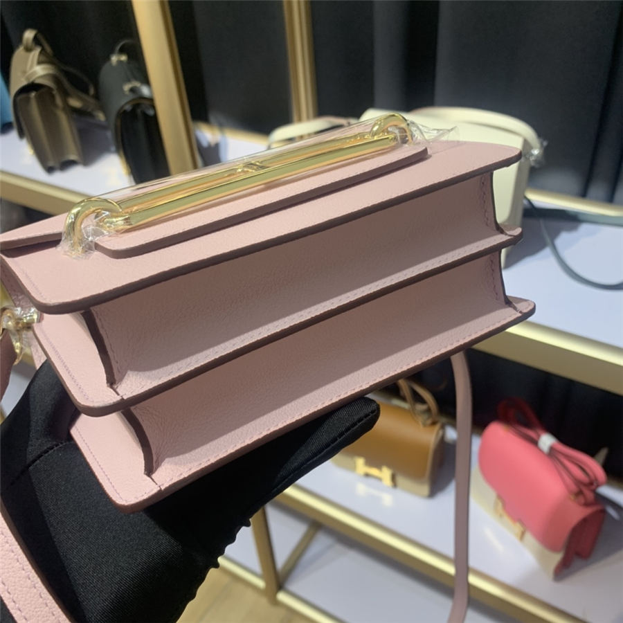 Hermes Roulis 19 bag Evercolor WAX Gold Metal Pink High