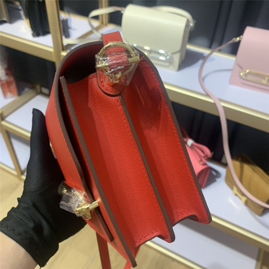 Hermes Roulis 19 bag Evercolor WAX Gold Metal Red High