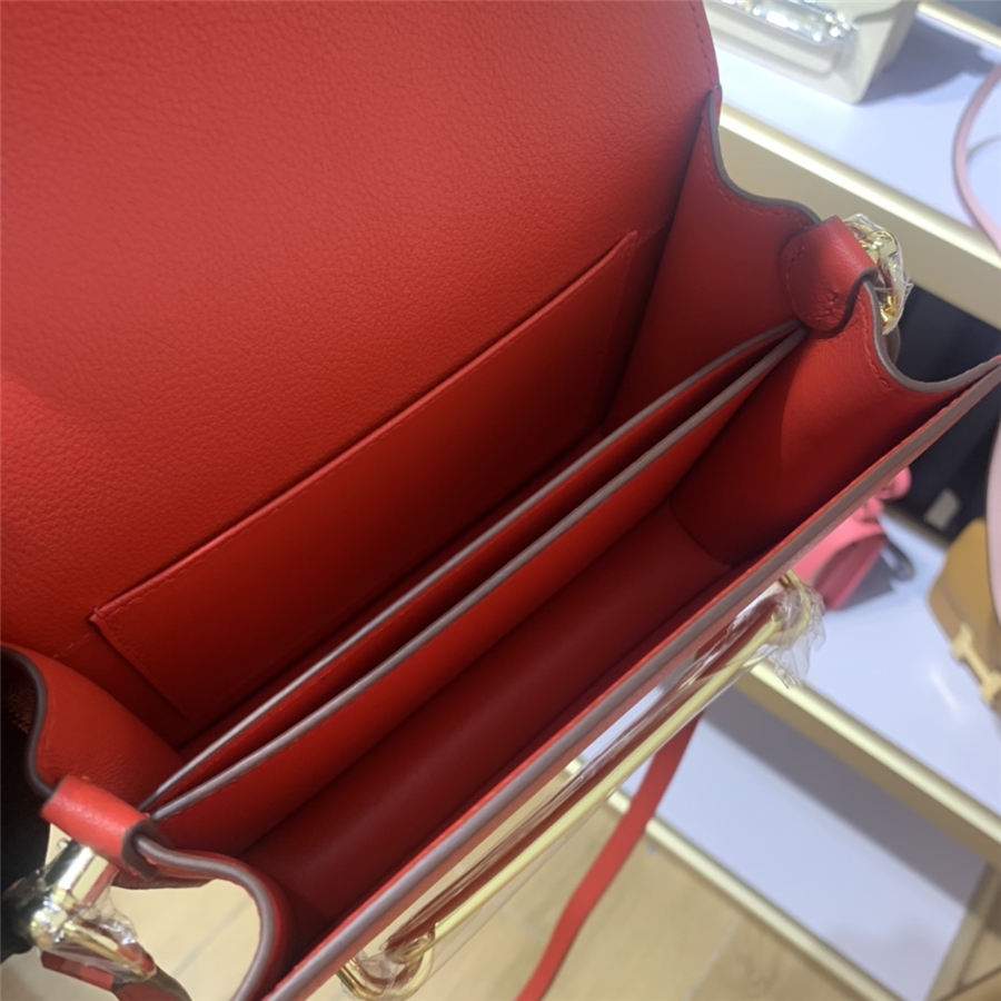 Hermes Roulis 19 bag Evercolor WAX Gold Metal Red High