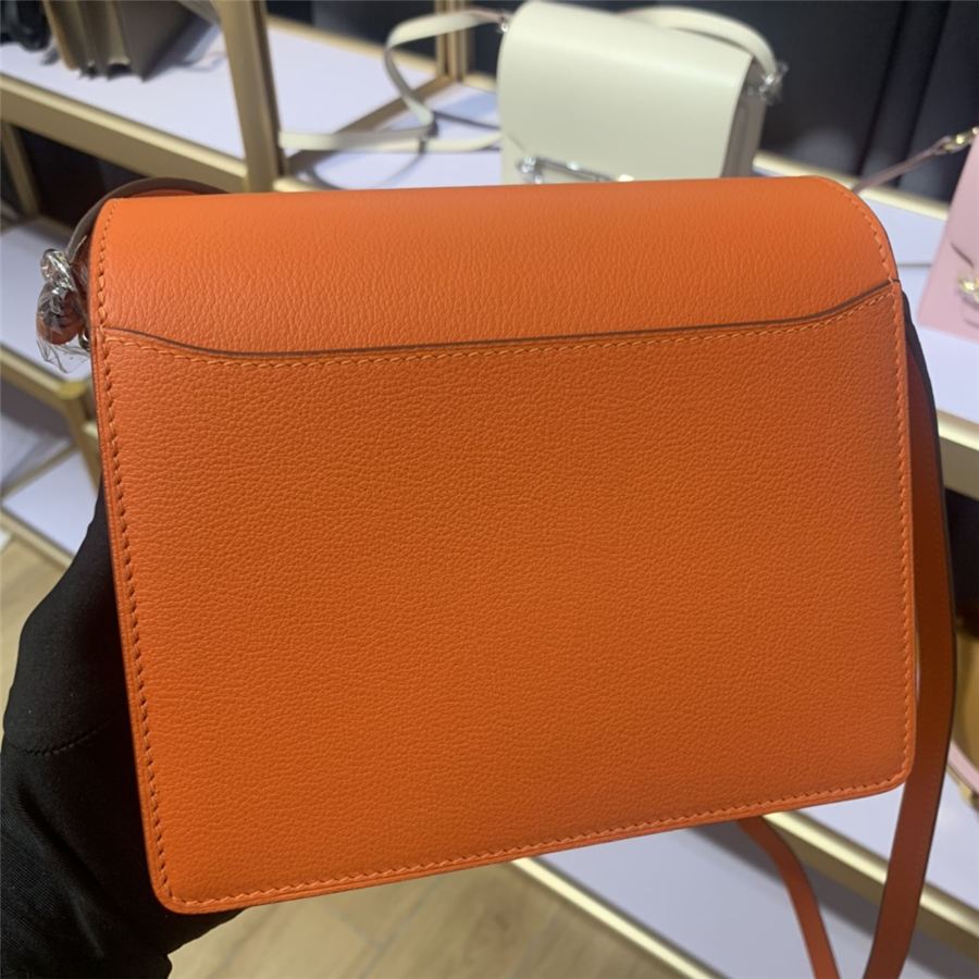 Hermes Roulis 19 bag Evercolor WAX Silver Metal Orange High