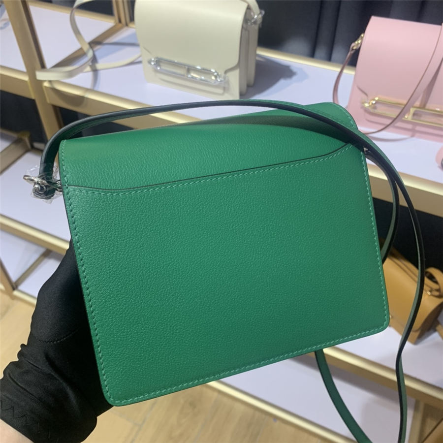 Hermes Roulis 19 bag Evercolor WAX Silver Metal Green High