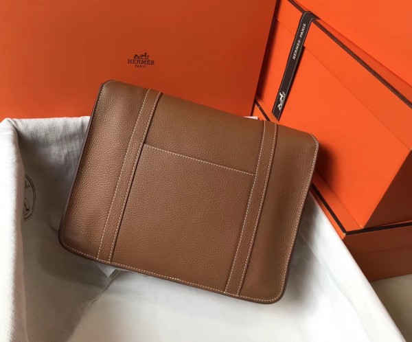 Hermes Steve 35 Messenger Bag In Brown Clemence Calfskin High