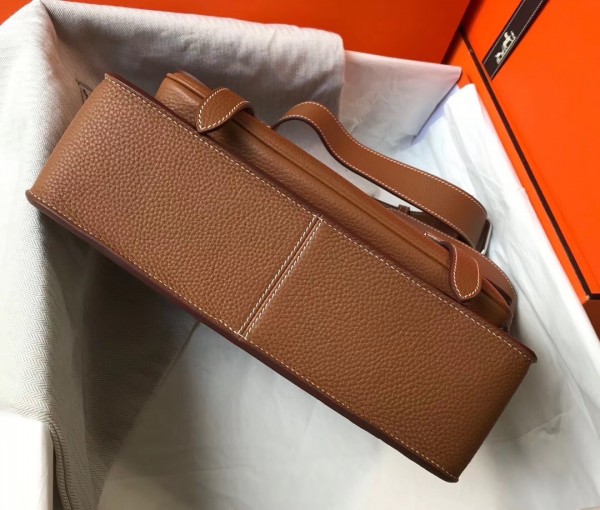 Hermes Steve 35 Messenger Bag In Brown Clemence Calfskin High