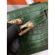 Hermes Kelly Mini II Bag Embossed Crocodile Leather WAX Silver/Gold Metal High