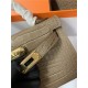 Hermes Kelly Mini II Bag Embossed Crocodile Leather WAX Silver/Gold Metal High