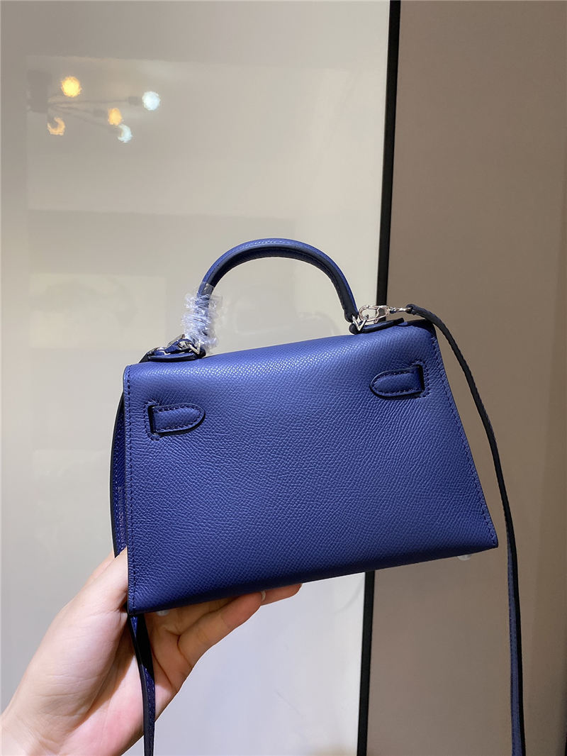 Hermes Kelly Mini II Bag Epsom Leather In Bleu Obscur CTN High