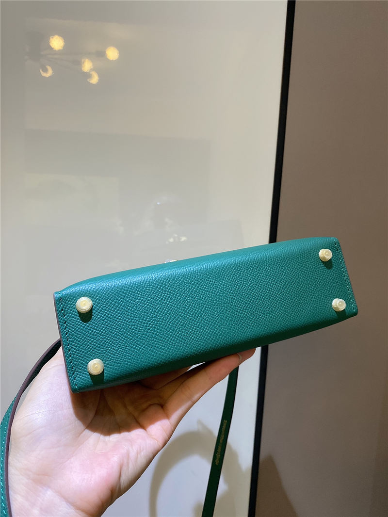 Hermes Kelly Mini II Bag Epsom Leather In Malachite CTN High