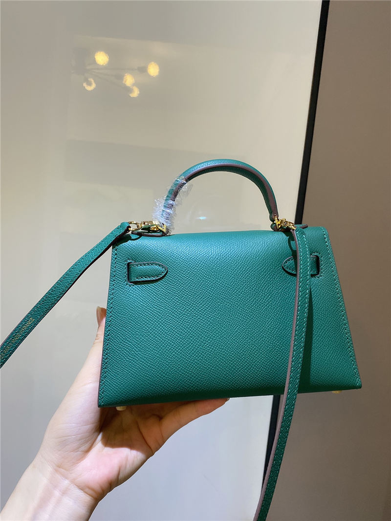 Hermes Kelly Mini II Bag Epsom Leather In Malachite CTN High