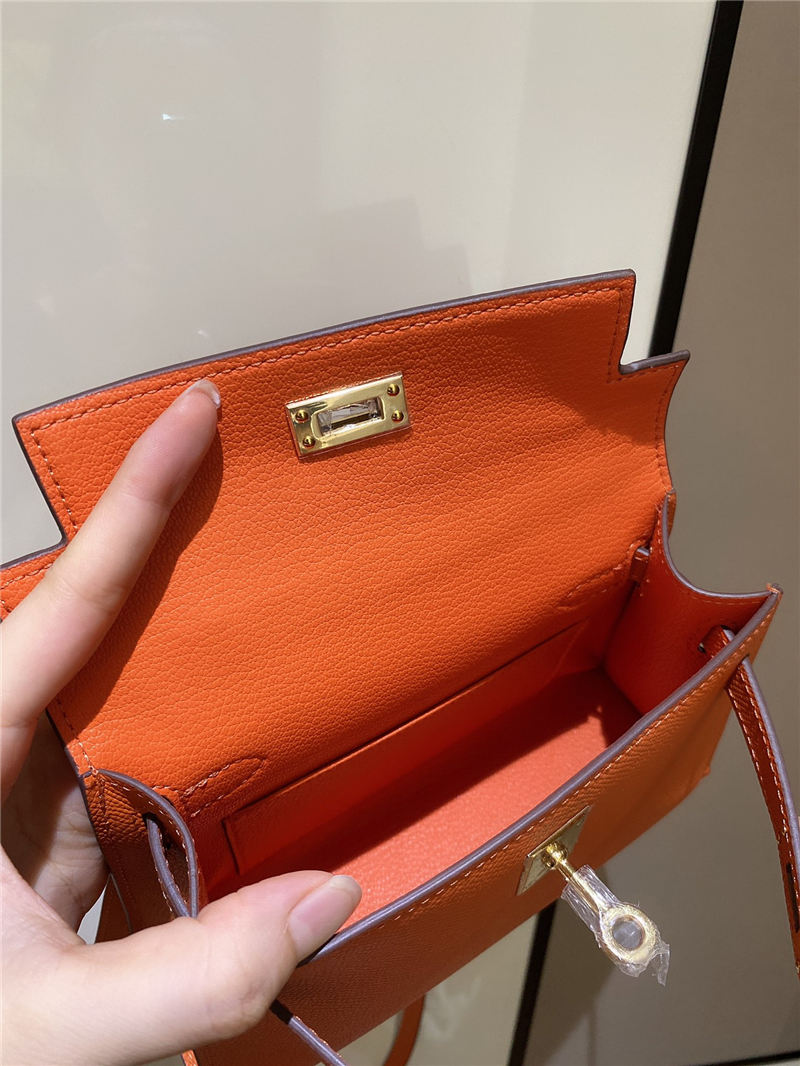 Hermes Kelly Mini II Bag Epsom Leather In Orange CTN High